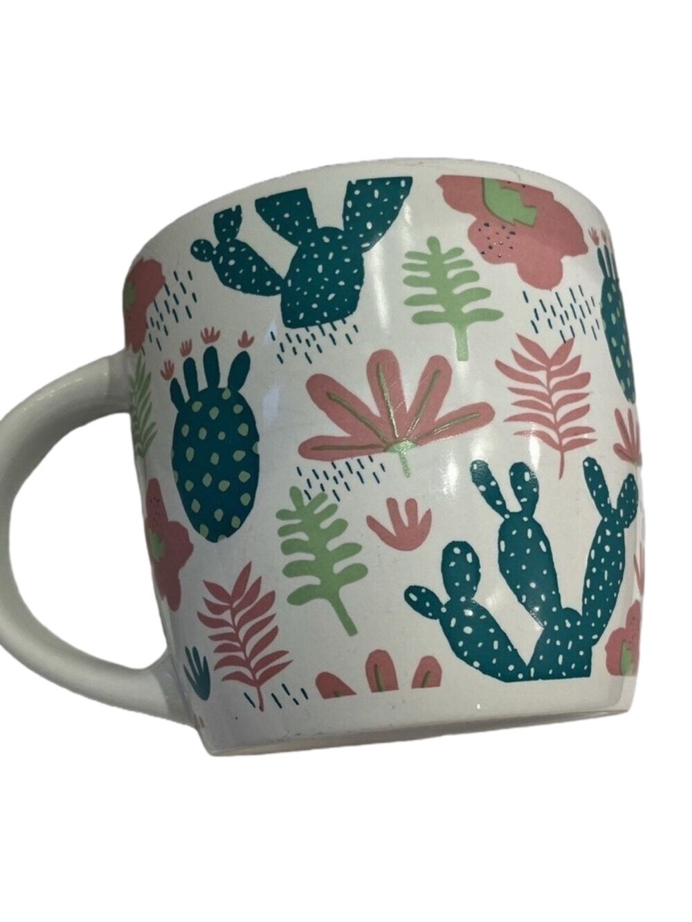 🛍️3/$30 Or 2/$20🛍️ White Cactus Garden Coffee Tea Mug 12 oz